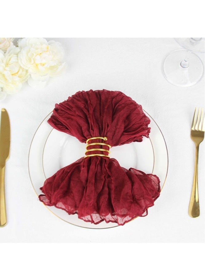 AVHUGOO Set of 6 Burgundy Cheesecloth Napkins, 19.7 x 19.7 Inches Soft Gauze Fabric Napkins, Rustic Boho Style Reusable Cloth Napkins for Wedding, Thanksgiving, Christmas, Dinner Party Table Decor - Image 1